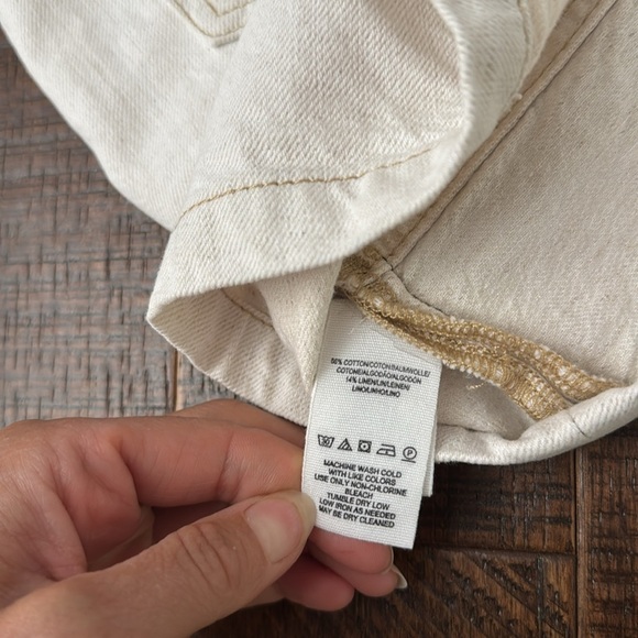 Free People Splendor in the Grass Oatmeal Denim Bow Detail Tie Mini Skirt - Picture 7 of 7